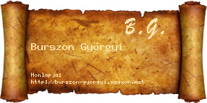 Burszon Györgyi névjegykártya